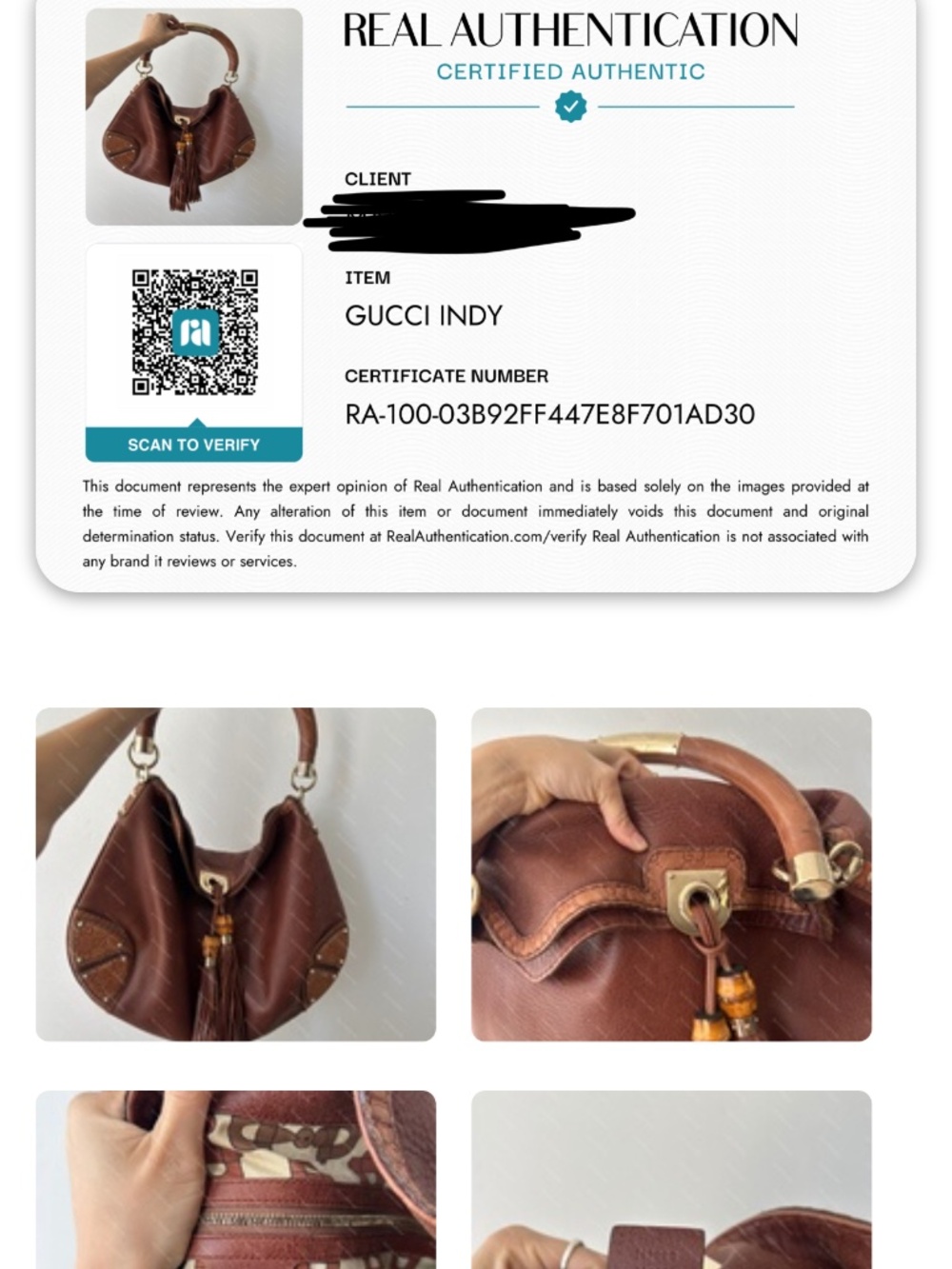 Gucci Indy brown bag *AUTHENTICATED* - Picture 12 of 12